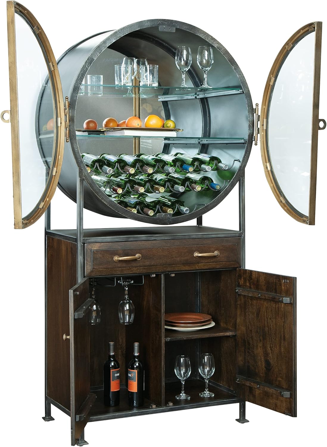 Distressed Hardwood Wine Bar Cabinet N48008
