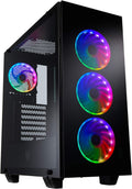 ATX Mid Tower PC Gaming Case with 3 Tempered Glass Panels and 4 ARGB Fans A568