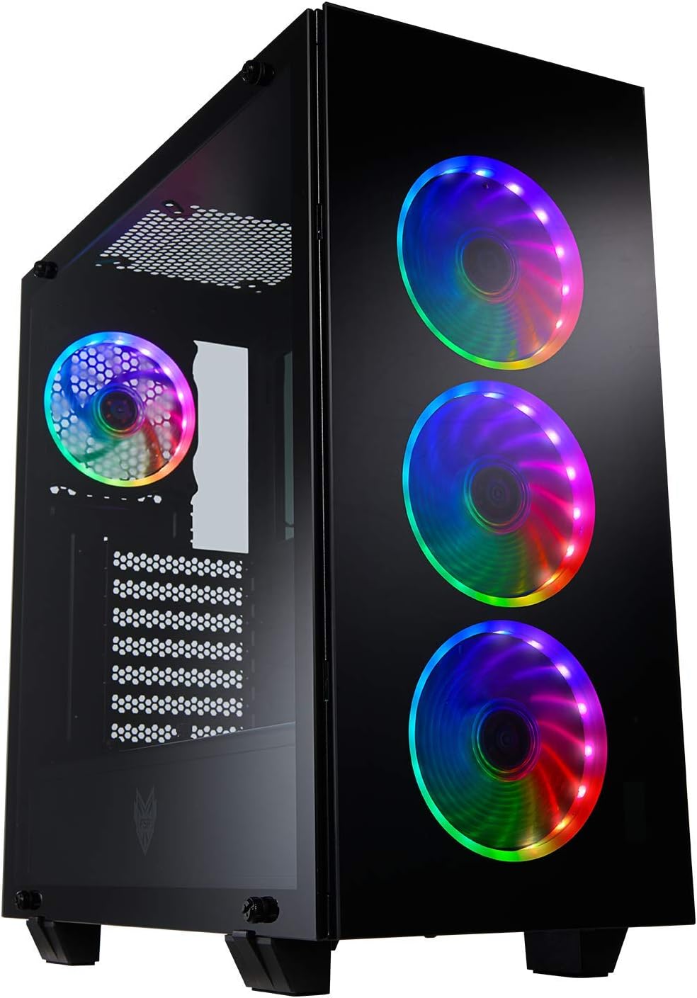 ATX Mid Tower PC Gaming Case with 3 Tempered Glass Panels and 4 ARGB Fans A568