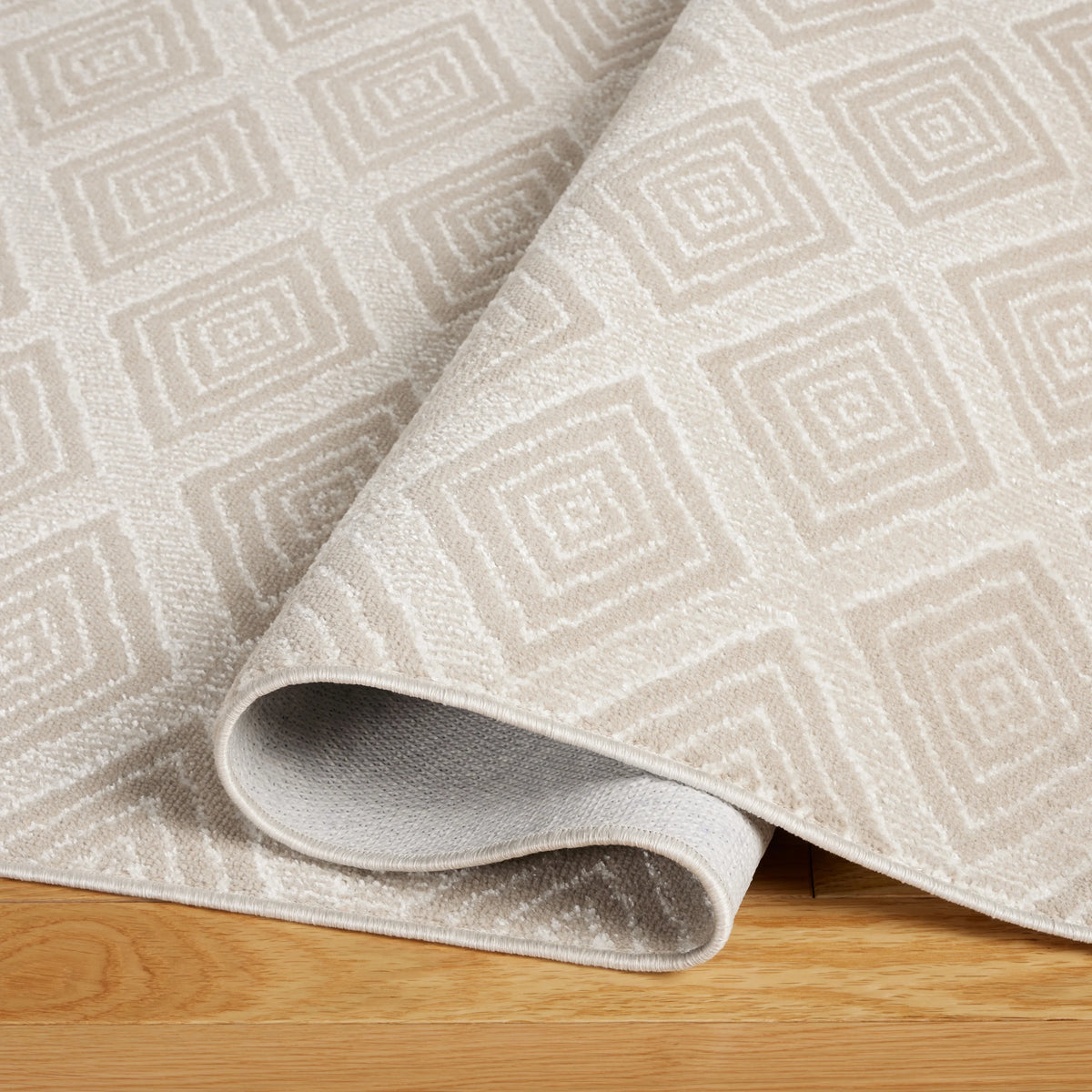 Beige Washable Area Rug with Non-Slip Backing U6488
