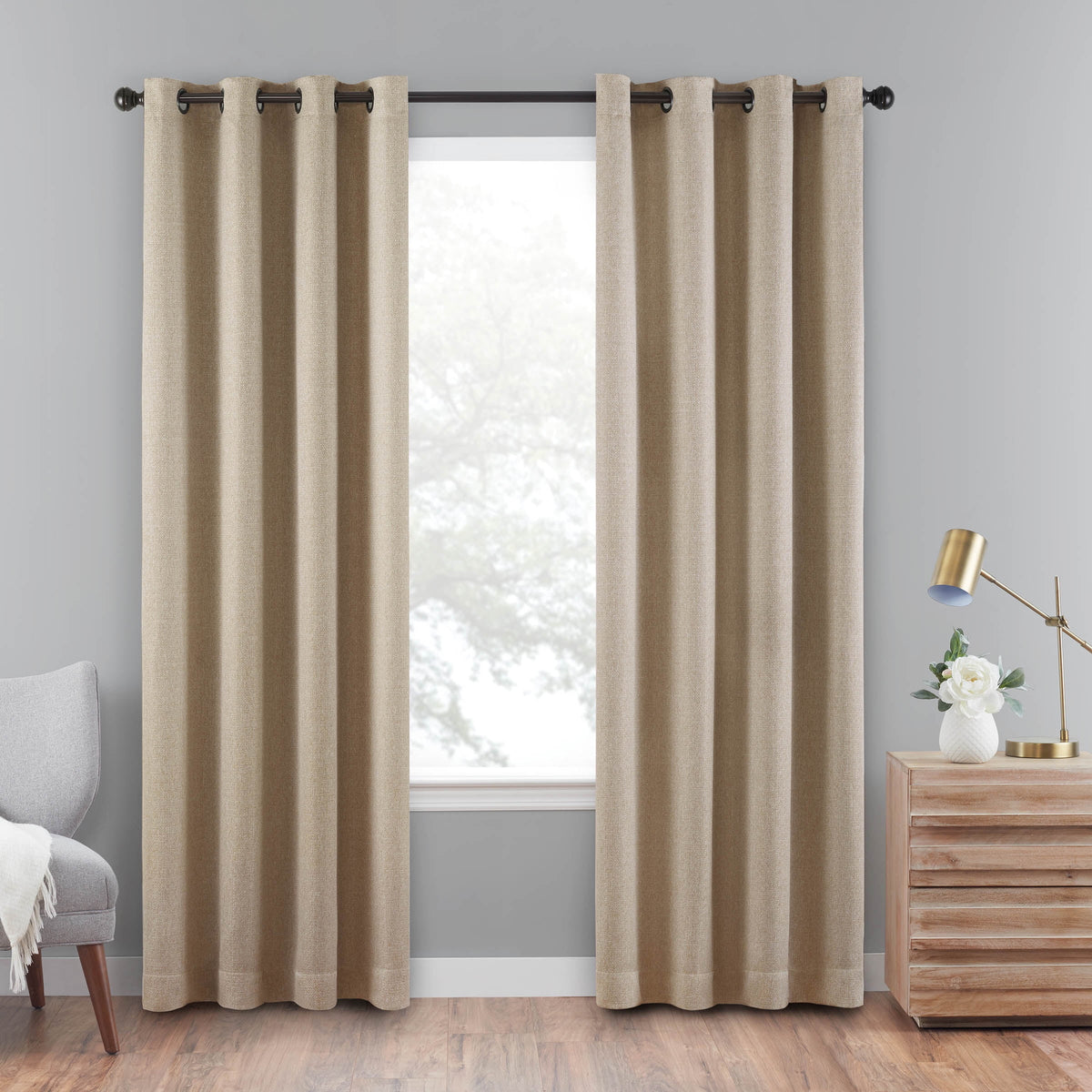 Mocha Brown 100% Blackout Grommet Top Window Curtain Panel V375