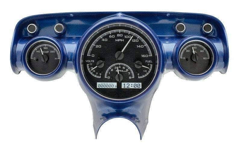 57 Chevy Car Analog Gauges System Black Alloy White A516025
