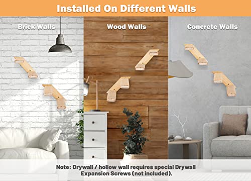 Cat Wall Climbing Shelf, 2 pcs 4 Step Wall-Mounted Ladder with Sisal Scratching Rope N8747