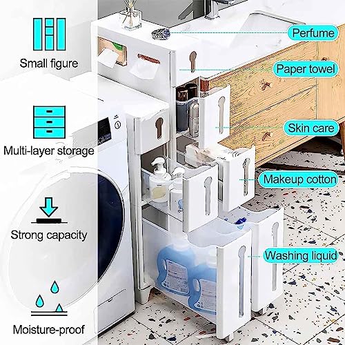 Freestanding Utility Storage Cabinet with Narrow Plastic Drawers H63588