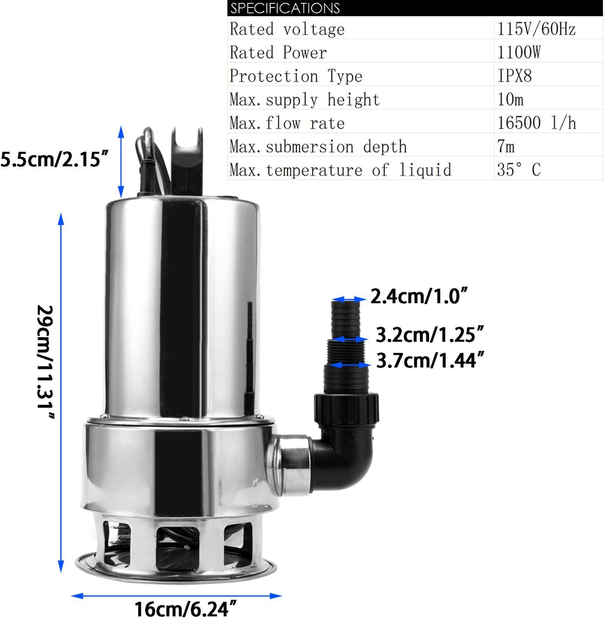 1.5 HP Stainless Steel Submersible Sump Pump K7947