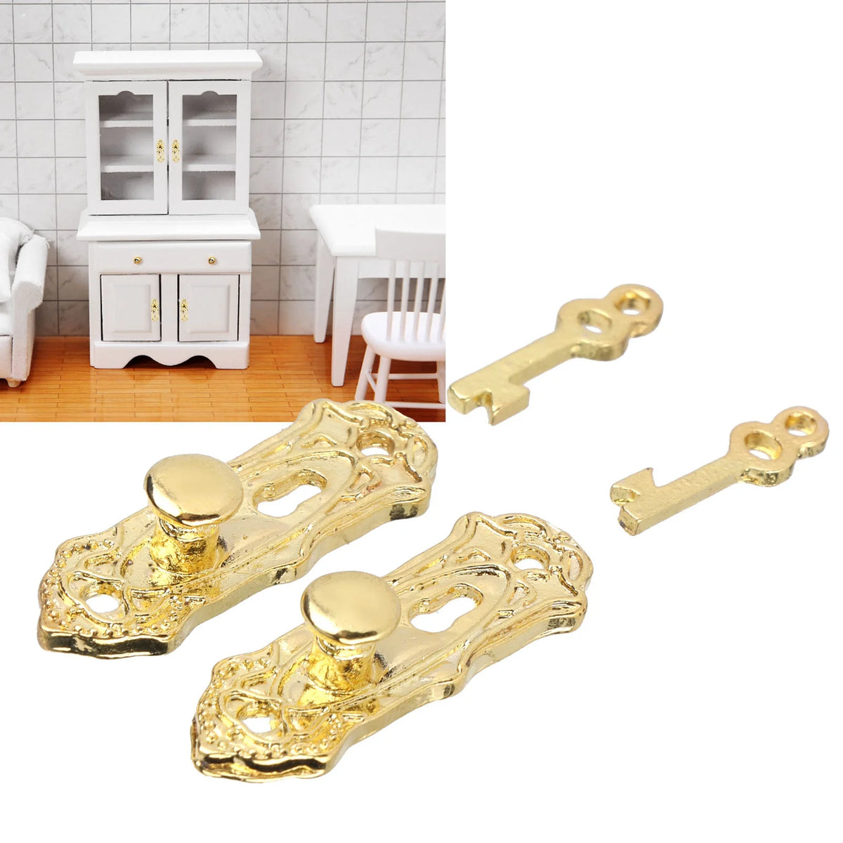 Metal Door Locks 2 Sets for Dollhouse Miniature T274470