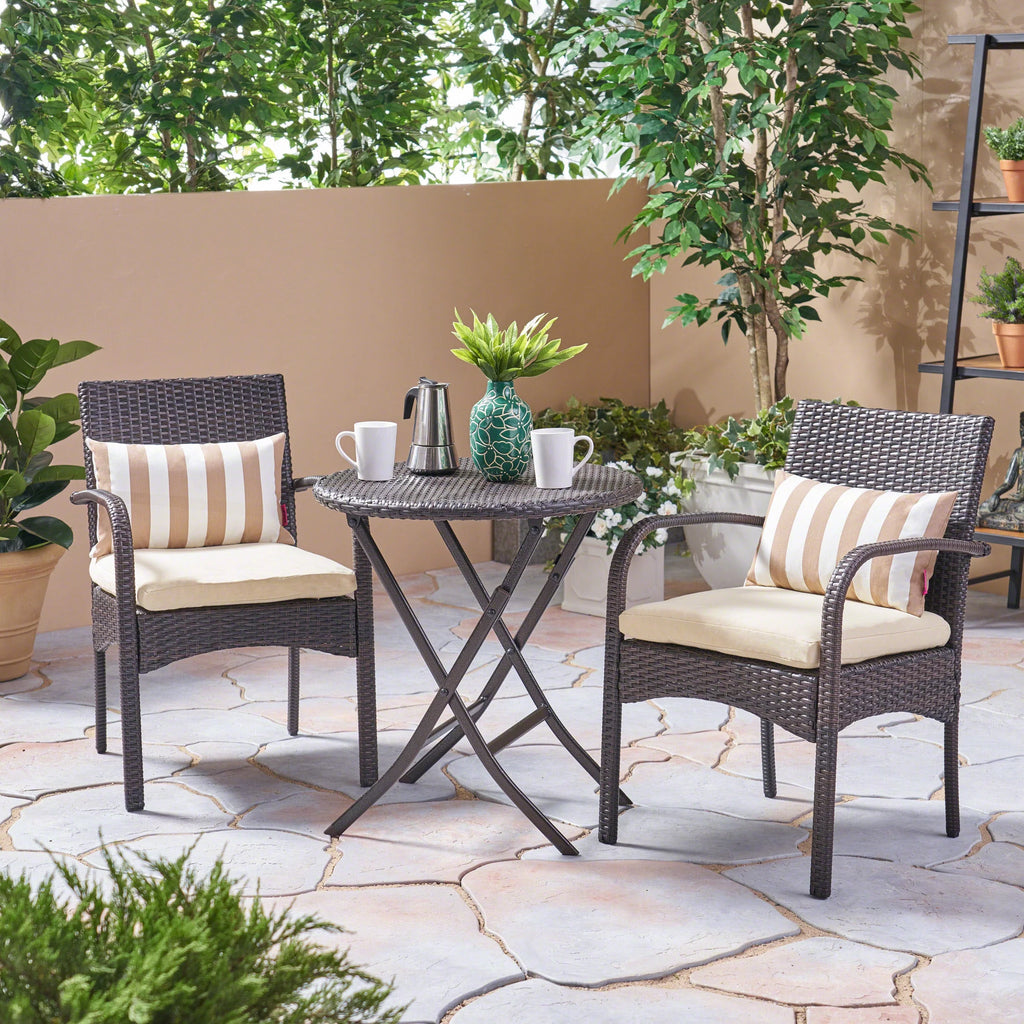 3-Piece Outdoor Wicker Fabric Bistro Set P36011