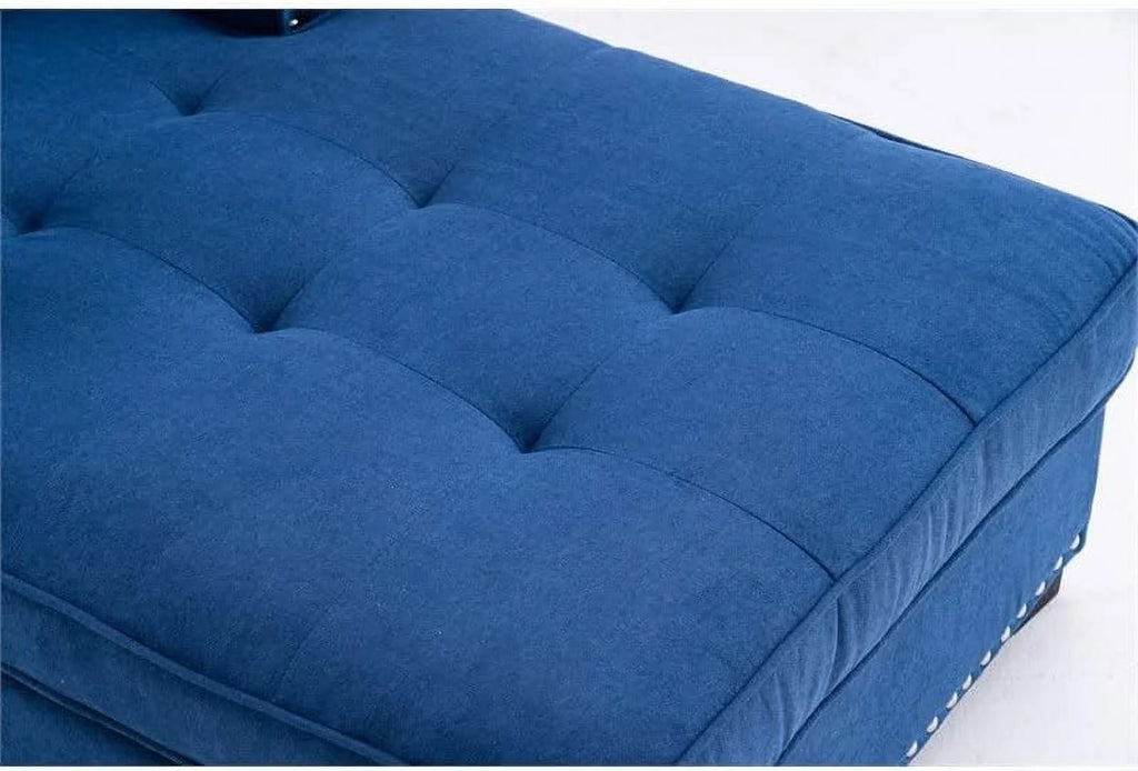 Blue Linen Fabric Indoor Chaise Lounge Z82630