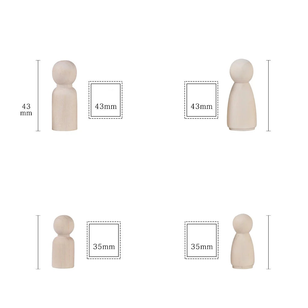 24Pcs Unpainted Wooden Peg Dolls N94264