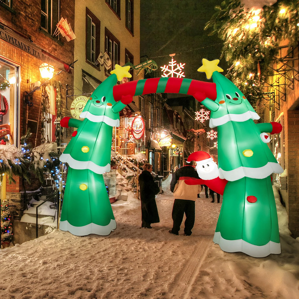 11FT Inflatable Christmas Tree Arch with Santa Claus LED Lights D8770