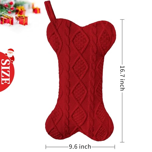 Knit White Bone Shape Dog Christmas Stocking B300556