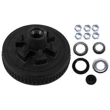 Trailer Brake Hub Drum Kit 10 in. x 2 w/ Bearings, Seal, Cap, Lugs (6 on 5.5) I6412