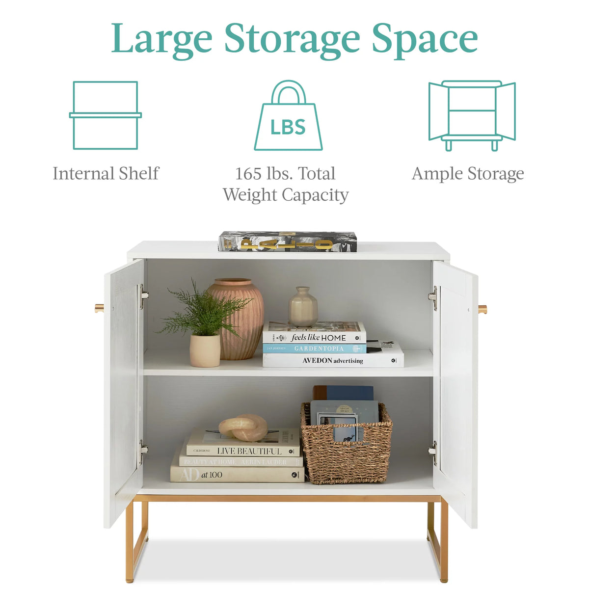 White 2-Door Rattan Storage Cabinet N160