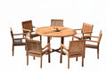 Grade-A Teak 9 Pc Dining Set with 60" Round Table and 8 Stacking Arm Chairs U61124