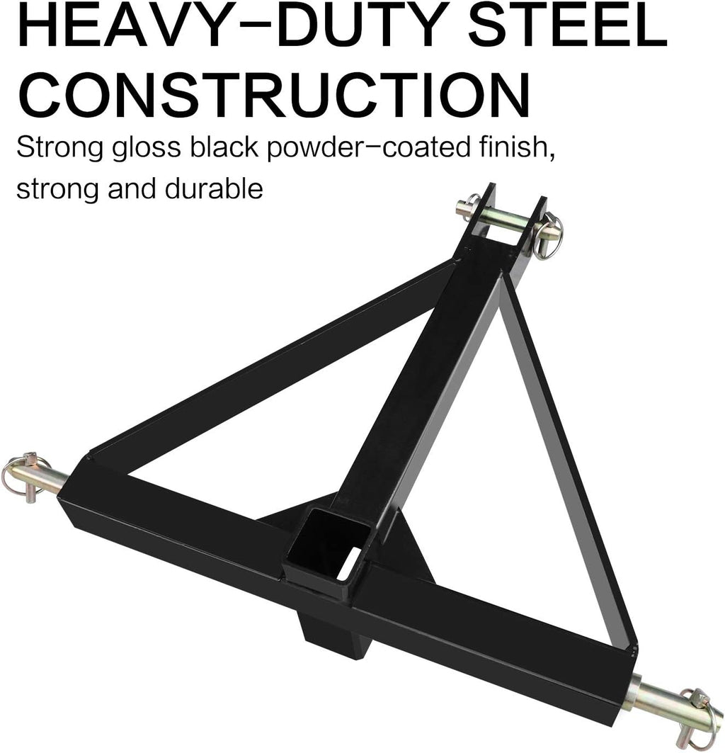 3 Point 2 Inch Receiver Trailer Hitch Heavy Duty Steel Tractor Tow Hitch Drawbar Adapter X265909