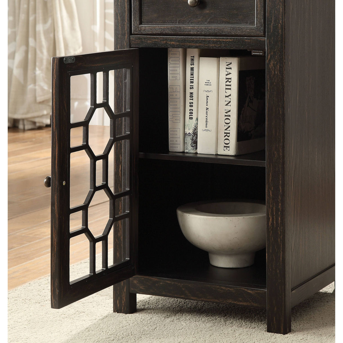 Black 1-Drawer Side Table T962