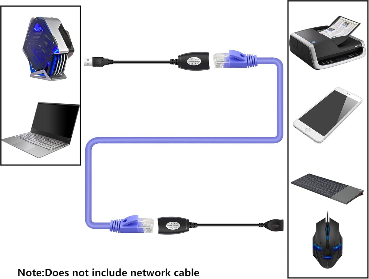 USB 2.0 Ethernet Adapter RJ45 Connector up to 165ft X3205