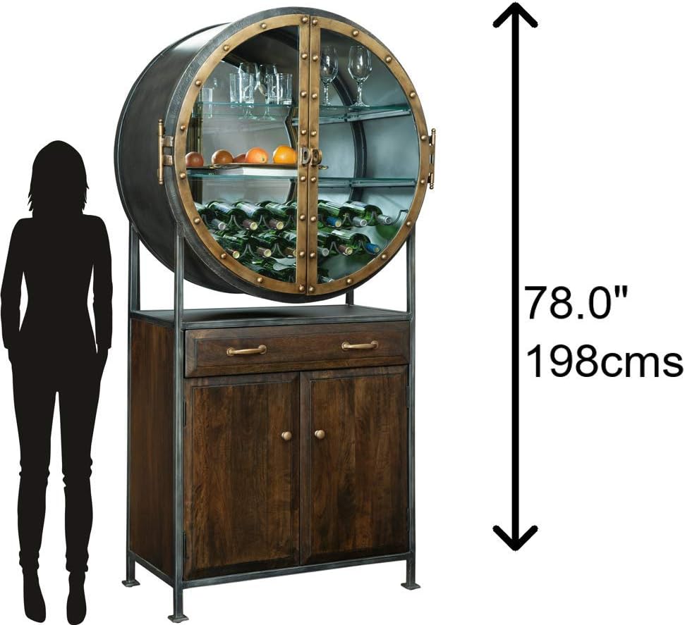 Distressed Hardwood Wine Bar Cabinet N48008