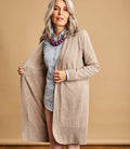 Beige Open Long Cashmere Cardigan O8131