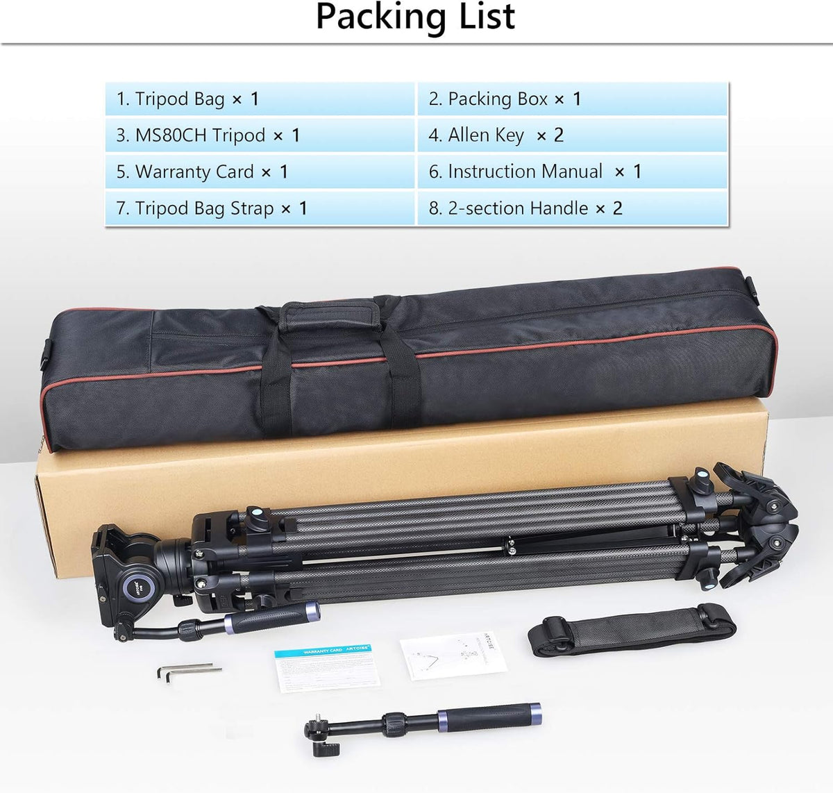 Carbon Fiber Heavy Duty Video Tripod with Fluid Drag Head L377957