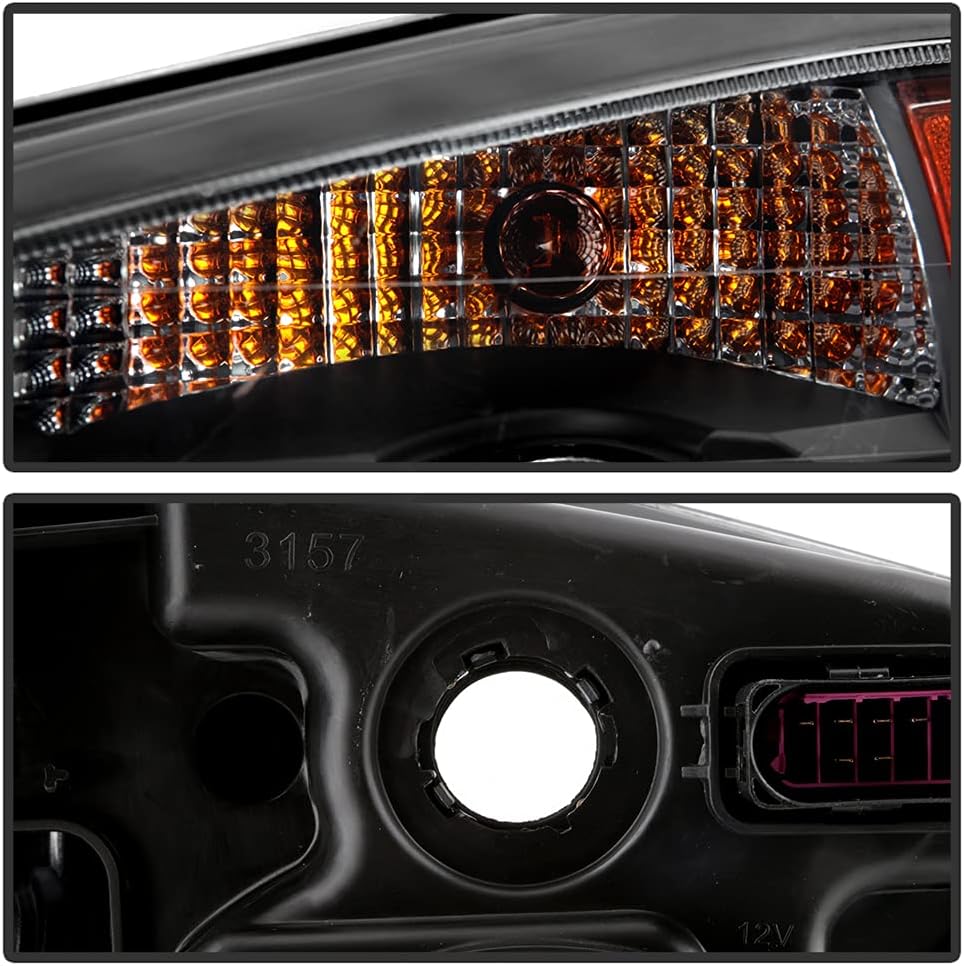 Black Housing Projector Headlight Headlamps Pair Set B7095