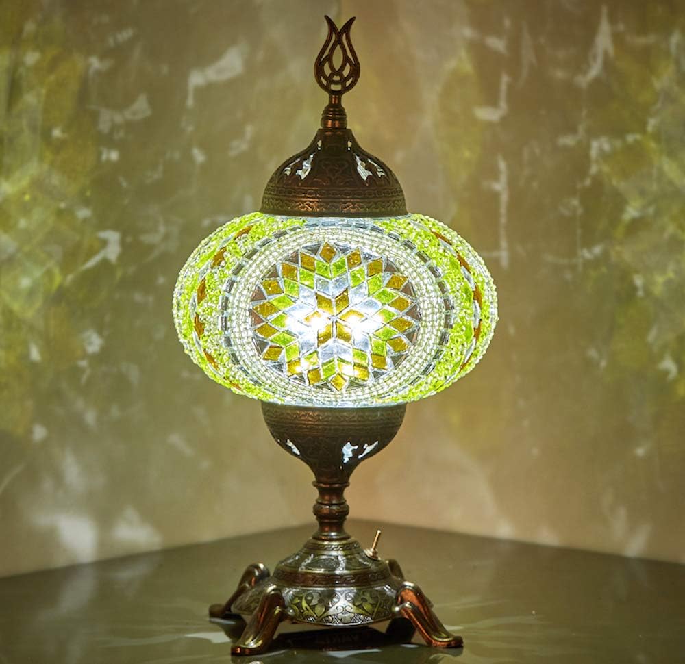 Battery Operated Mosaic Table Lamp with LED Bulb D8557