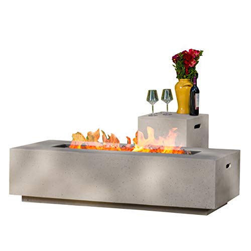 Light Gray Outdoor Rectangular Fire Table with Tank Holder Y185