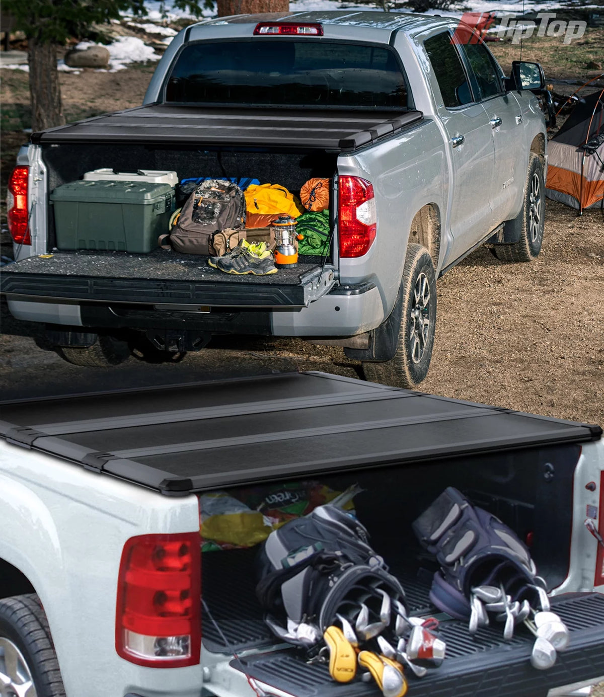 Tri-Fold Hard Tonneau Cover Truck Bed FRP 6.6ft Bed Q271797
