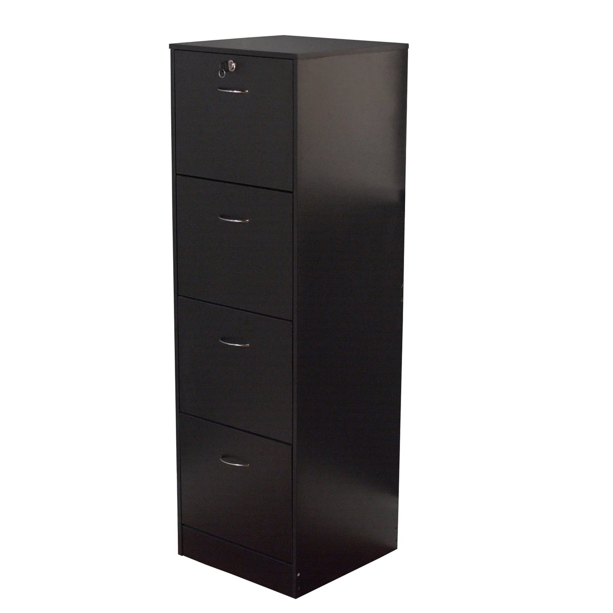 4 Drawer Wood Lockable Filing Cabinet, Black H8431