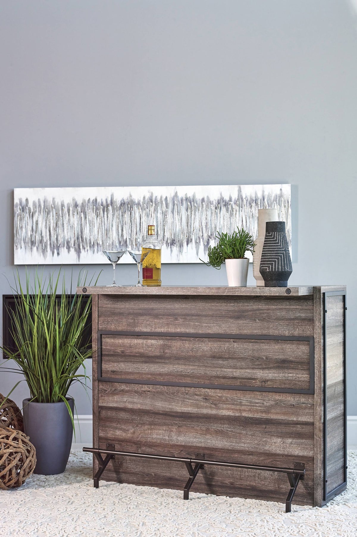 Aged Oak 5-Shelf Bar Unit C30629