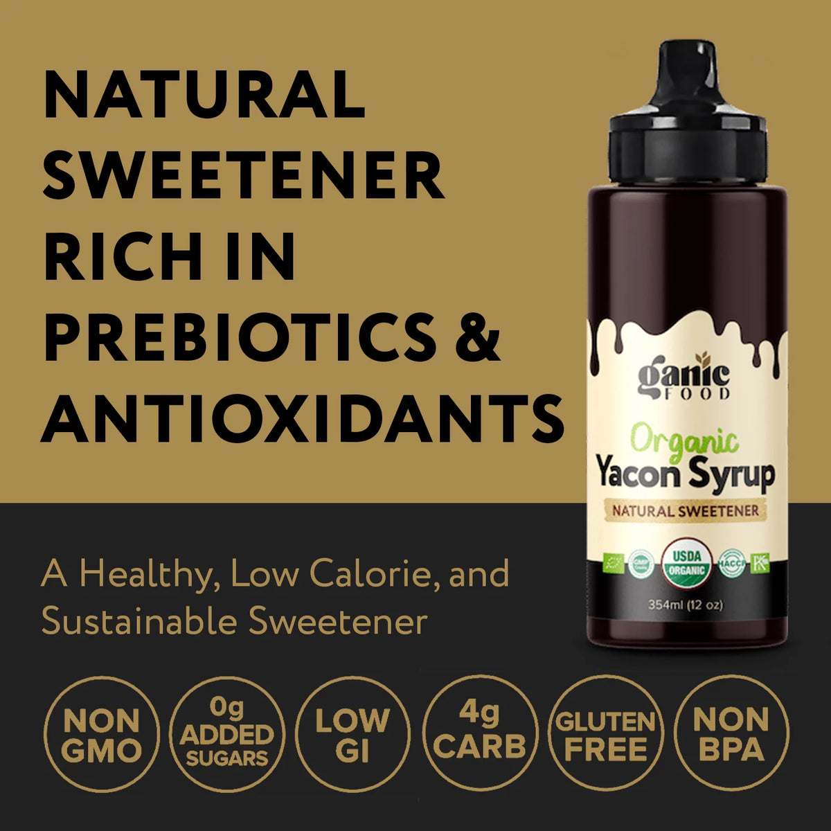 USDA Organic Yacon Syrup 12oz Natural Sweetener V5045