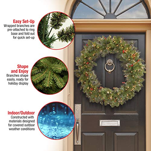30 in Pre-Lit Artificial Christmas Wreath with 70 Clear Lights V27779