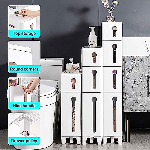 Freestanding Utility Storage Cabinet with Narrow Plastic Drawers H63588