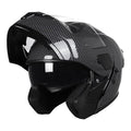 Modular Flip-Up Dual Visor Motorcycle Full Face Helmet (Bright Black, Small) S946