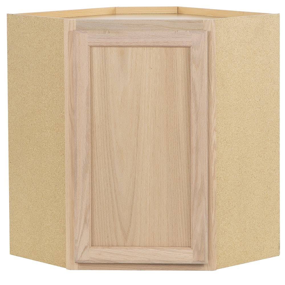 24-in W x 30-in H x 12-in D Natural Unfinished Oak Corner Wall Cabinet V428910