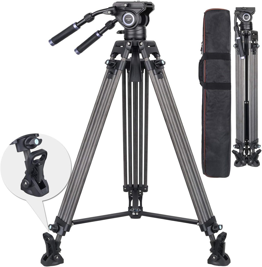 Carbon Fiber Heavy Duty Video Tripod with Fluid Drag Head L377957
