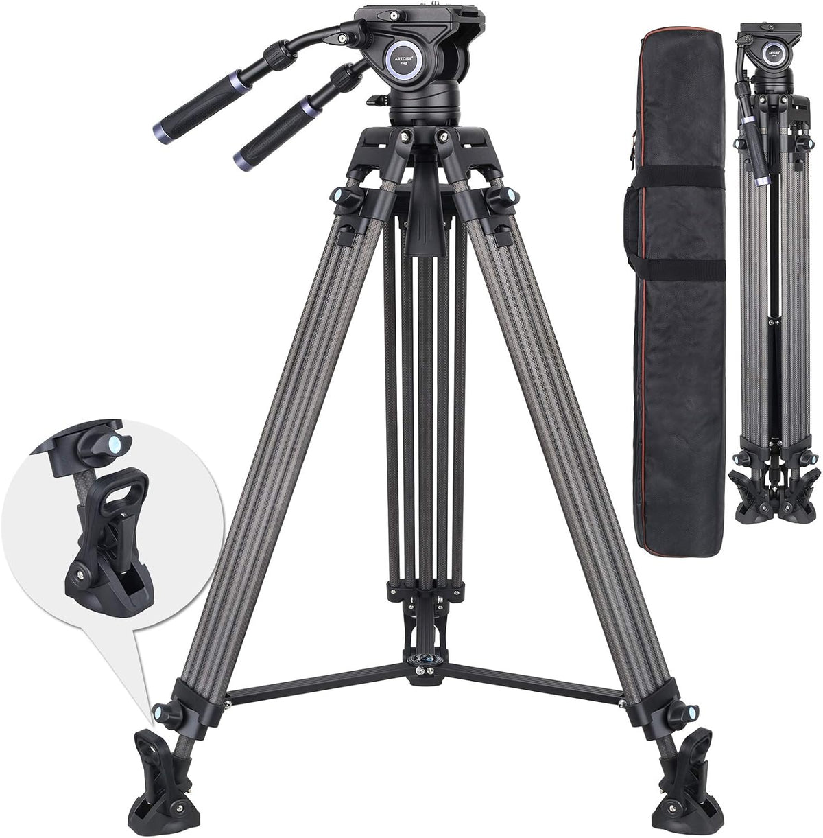 Carbon Fiber Heavy Duty Video Tripod with Fluid Drag Head L377957