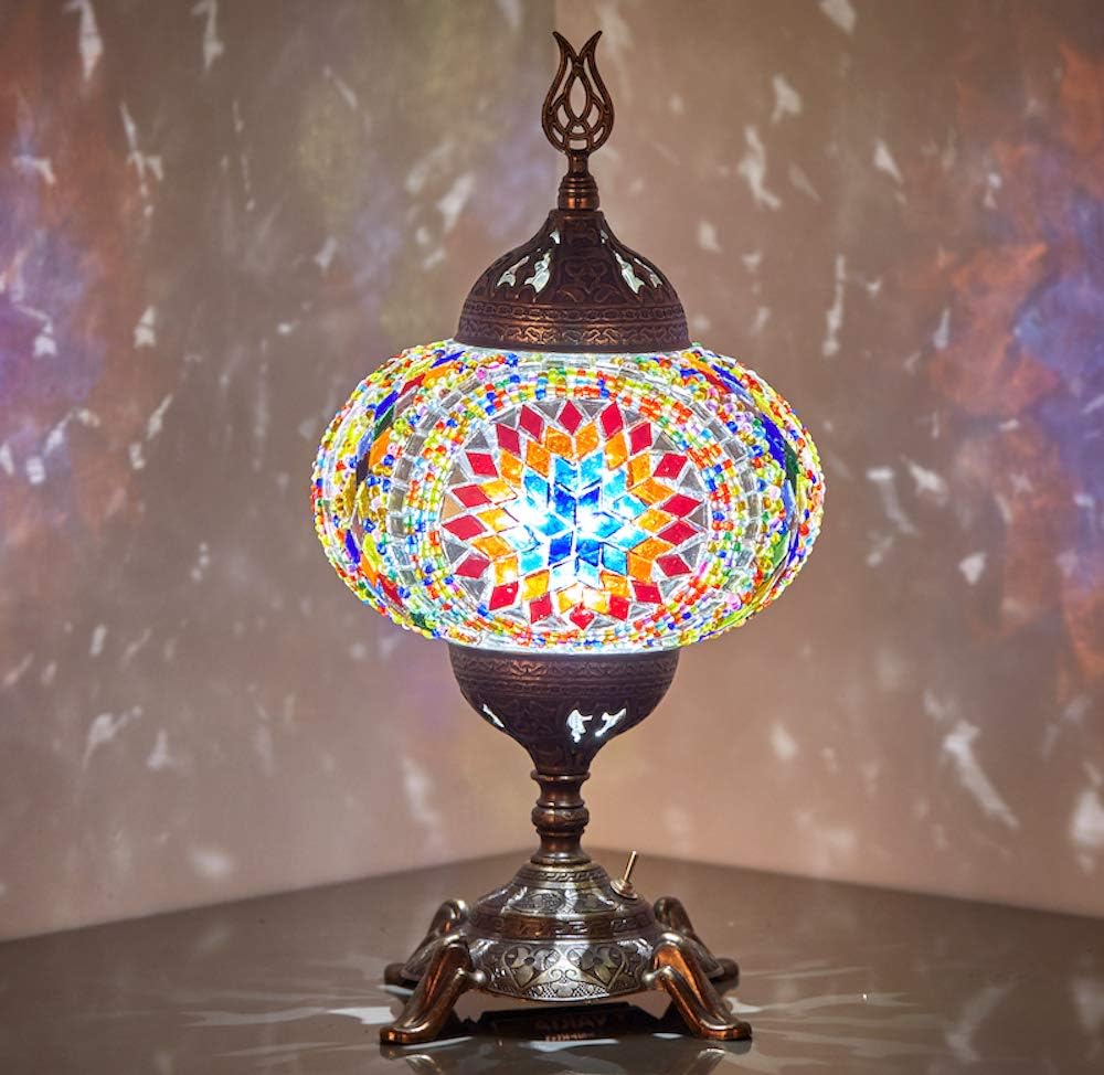 Battery Operated Mosaic Table Lamp with LED Bulb D8557