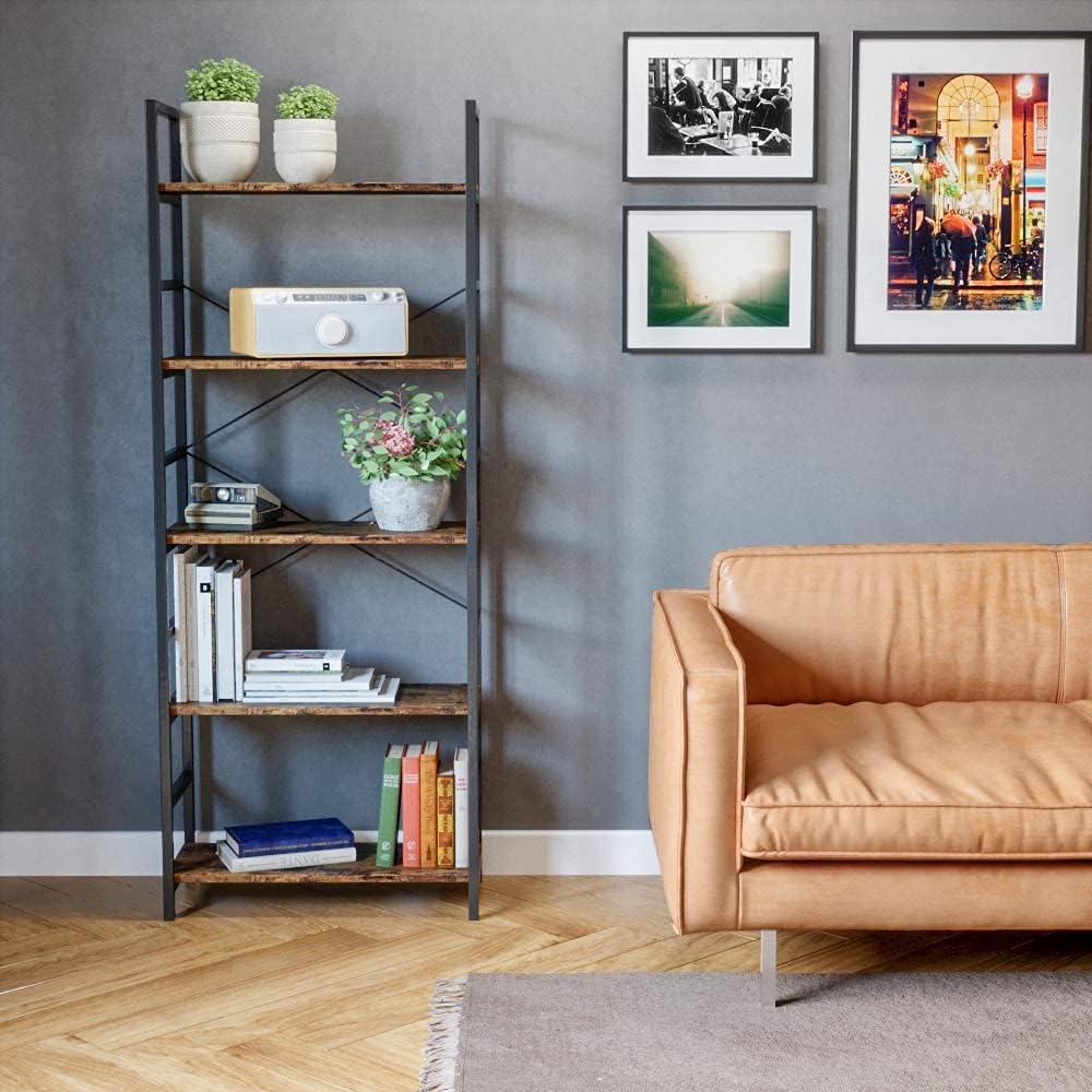 Grey 5 Tier Bookcase with Adjustable Shelves S560541
