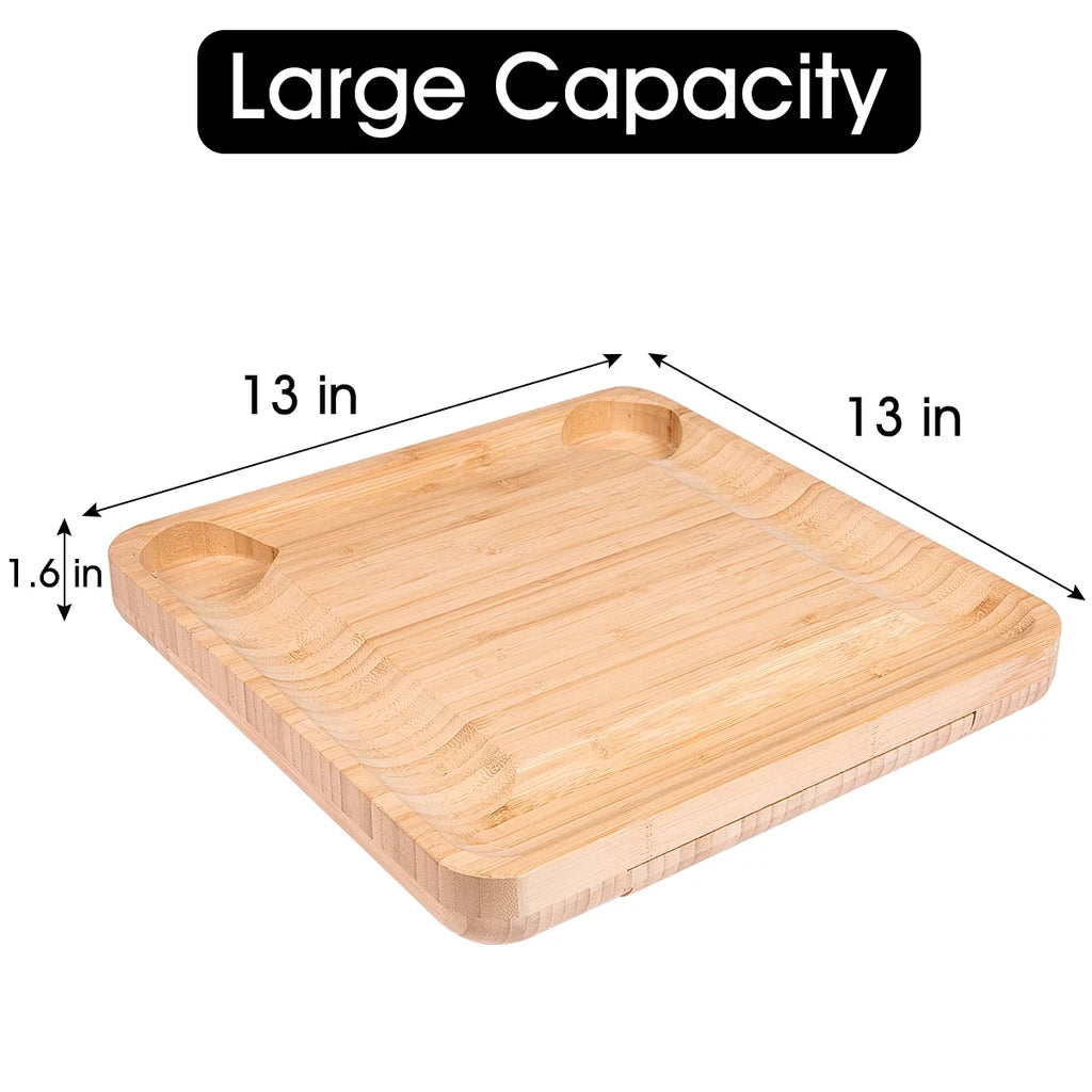 Bamboo Charcuterie Board Set with 4 Stainless Steel Cheese Knives G87450
