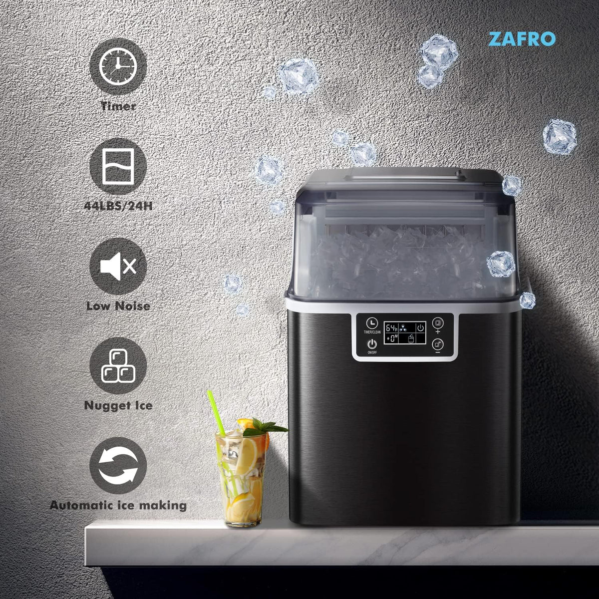 Black Countertop Ice Maker 45 Lbs/Day C7825