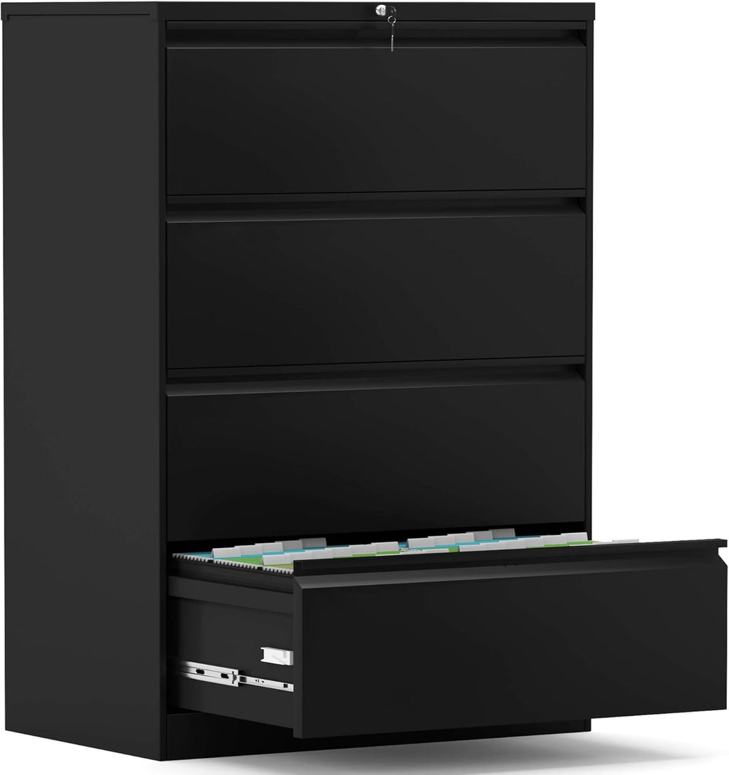 Black Four Drawers Steel Lateral File Cabinet with Lock R715200