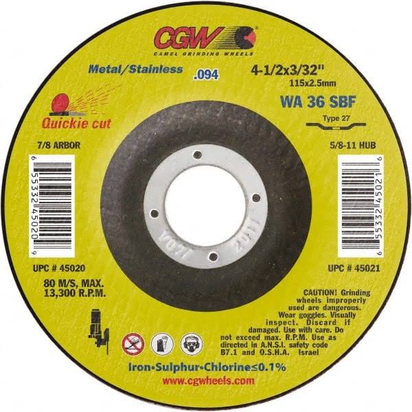 25 Pc 5 x 3/32 36 Grit Aluminum Oxide Cutoff Wheel U511