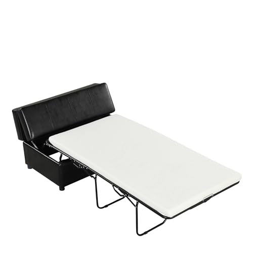Light Gray Ottoman Folding Bed with Mattress B48181