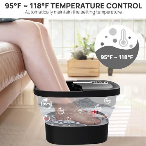 Collapsible Electric Foot Spa with Heat Bubble Remote and 24 Shiatsu Massage Balls K3361