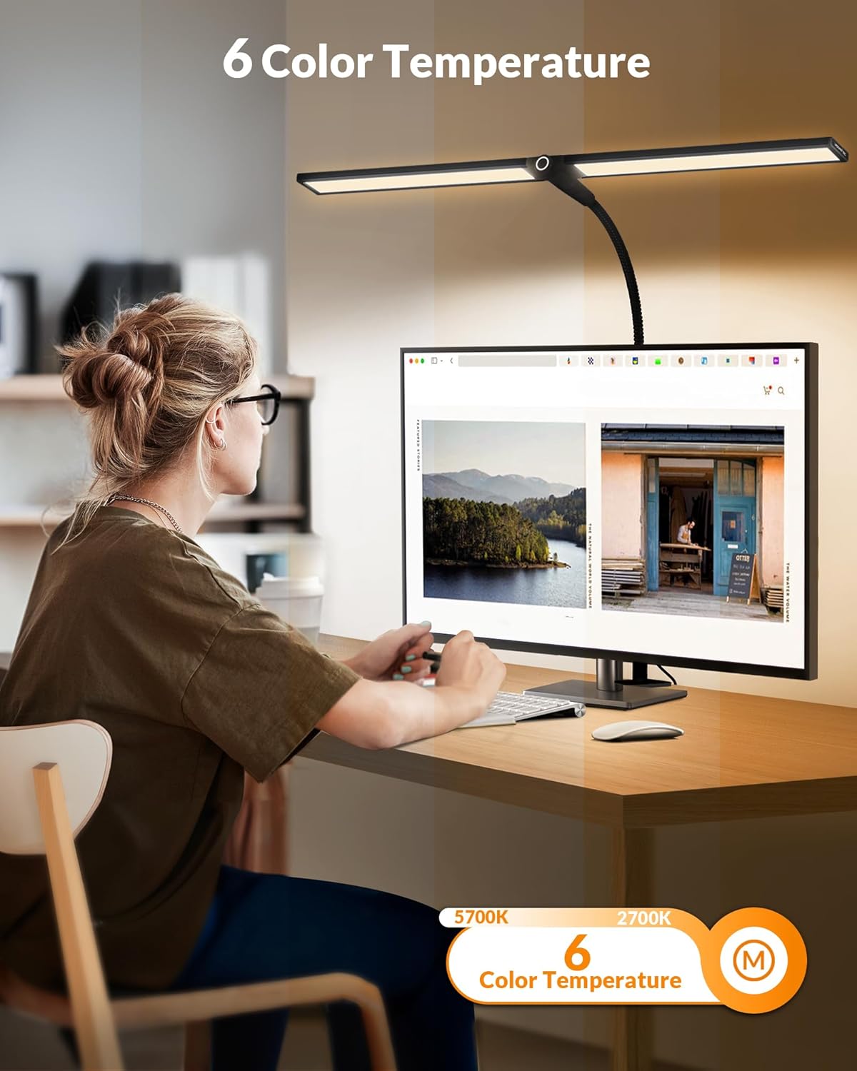 Black Double Head LED Clamp Desk Lamp with Remote Control M638