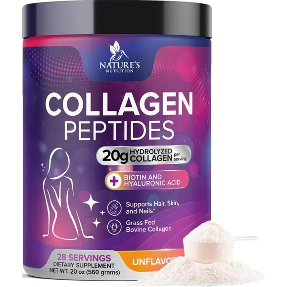Hydrolyzed Type 1 & 3 Collagen Peptides Powder with Hyaluronic Acid, Unflavored, 28 Servings A898290