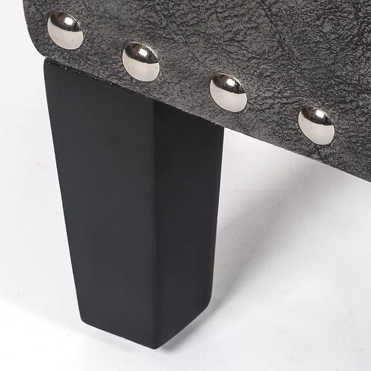 Grey Tufted Storage Ottoman Bench with Wood Legs P7394