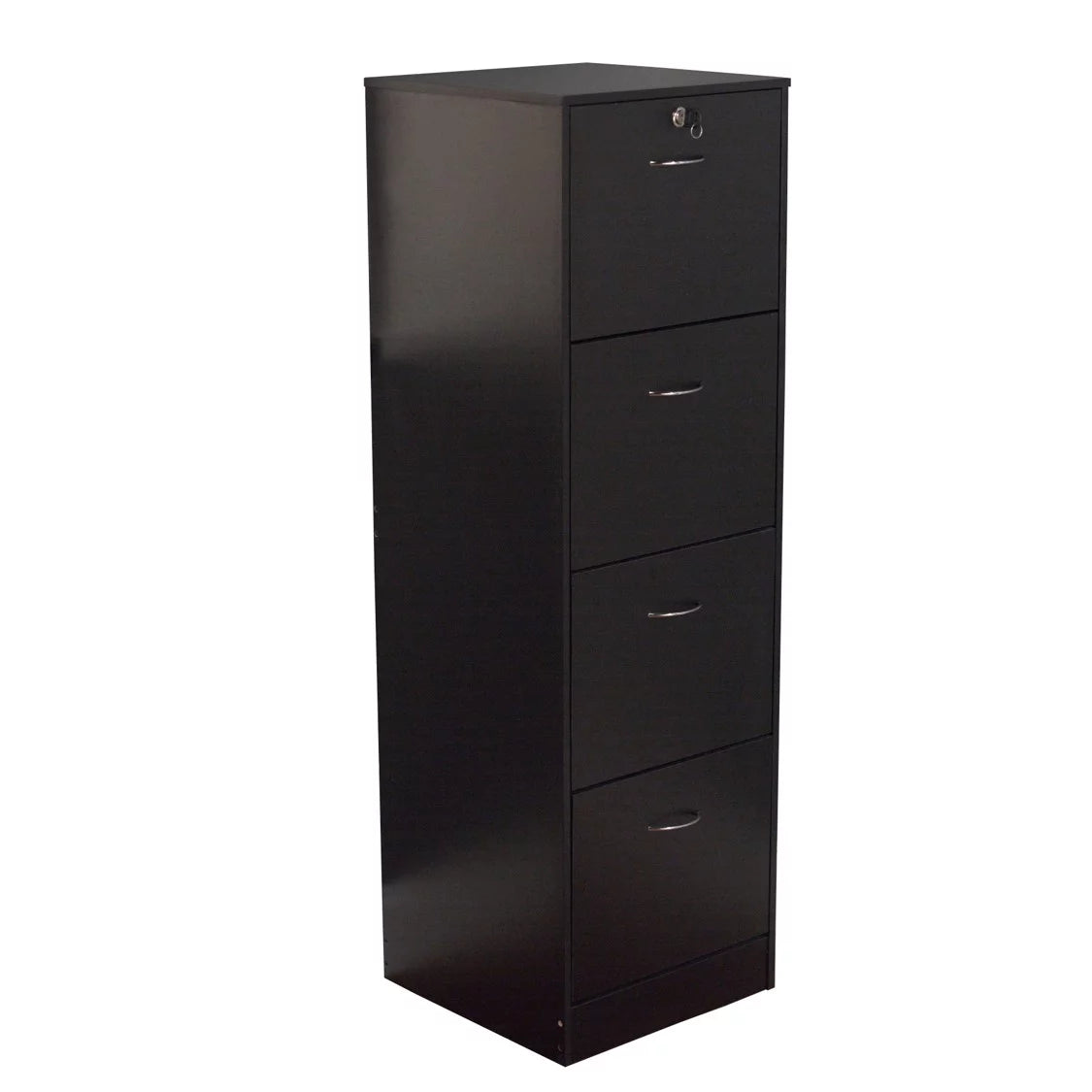 4 Drawer Wood Lockable Filing Cabinet, Black H8431