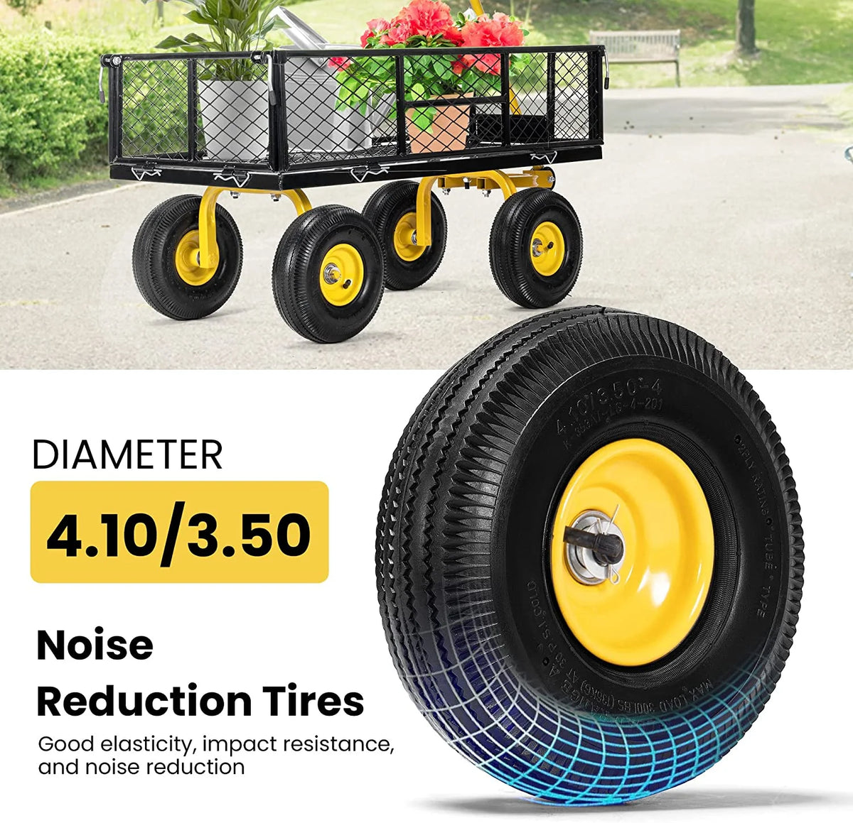 Mesh Steel Garden Cart with Removable Sides, 880 lbs Capacity U198
